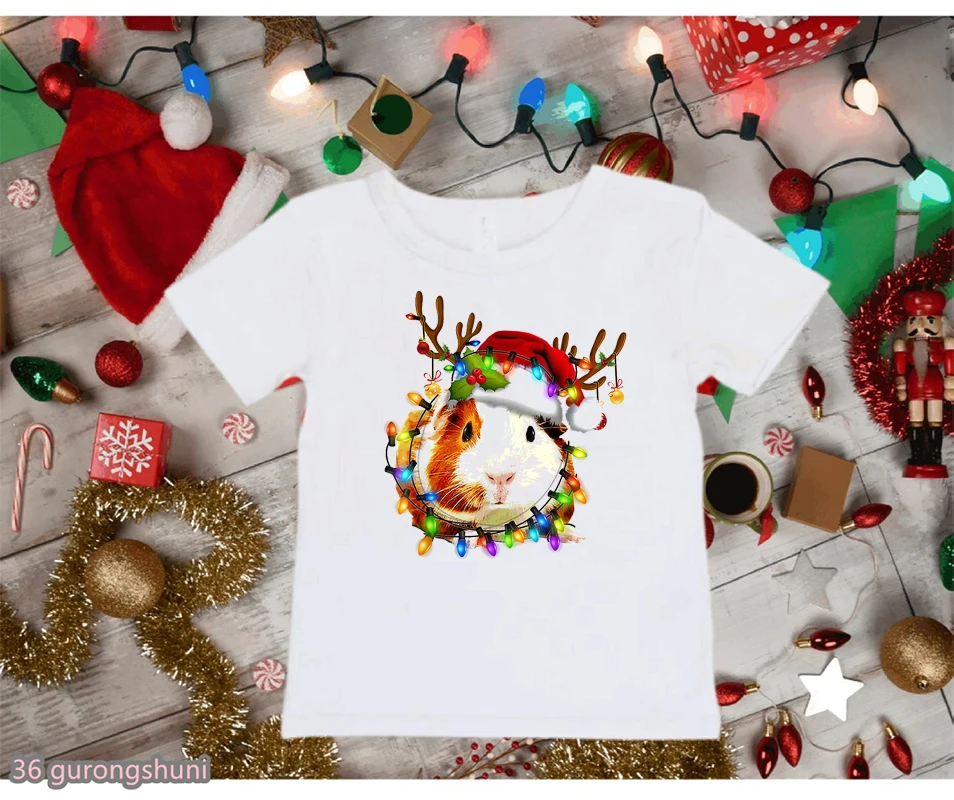 

Merry Christmas Mouse/Pug/Cow/Unicorn Animal Print T-Shirt Kawaii Kids Clothes Harajuku Kawaii New Year Tshirt Girls/Boys Tops