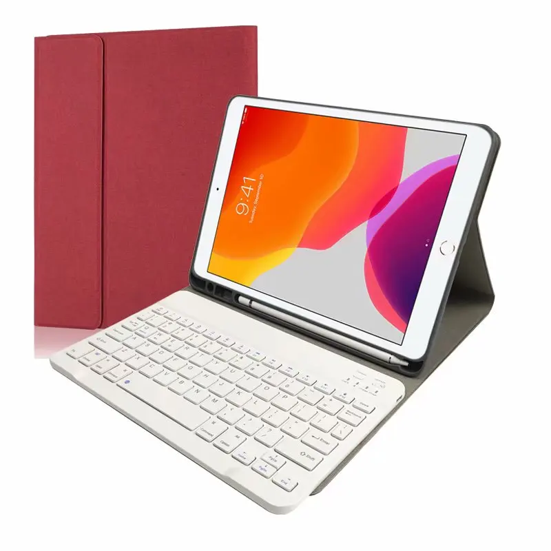 Keyboard Cover with Pen Holder for Ipad 7 2019 PU Leather Shell for IPad 10.2 Inch 2019 Tablet Bluetooth Keyboard Case + Pen