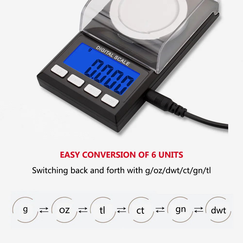 0.001g Electronic Digital Scale Portable Mini Scale 100g/50g Precision Professional Pocket Scale for Jewelry Kitchen