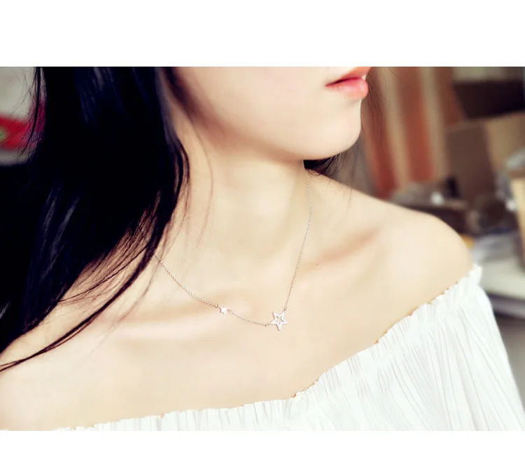 925 Sterling Silver star zircon  Necklaces & Pendants For Women High Quality Sterling-silver-jewelry