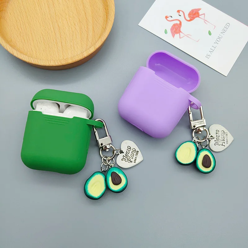 เคสซิลิโคนอโวคาโดสีเขียวน่ารักฤดูร้อนสำหรับ Apple airpods Pro 2เคสครอบหูฟังสำหรับ airpods 1/2/3กล่องชาร์จ