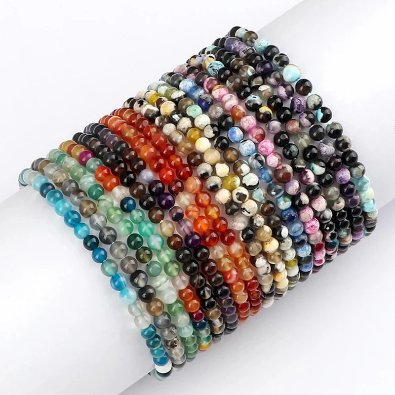 Natural Agates Stone Bracelet Men Healing Energy 6mm Beads Yoga Elastic Bracelets Jewelry for Women Best Friends Gifts Pulsera