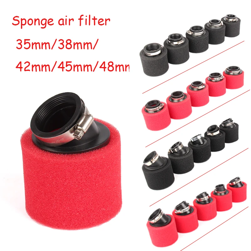 Motorcycle Sponge Air Filter Straight /Bent Neck 32/35/38/42/45/48mm for ATV Dirt Pit Bike Carburetor 70/110/125/150/200/250 cc