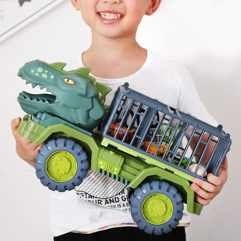 Oversized dinosaur engineering children\'s toy car suit boy puzzle Tyrannosaurus excavator car crane drop resistance