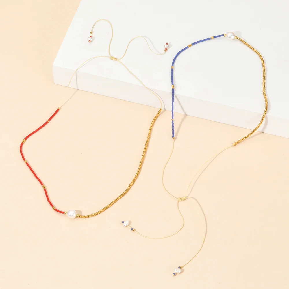 ZMZY Thin Choker Handemade Necklace MIYUKI Beads Natural Pearl Necklaces for Women Girls Gifts Fashion Classic Collar Jewelry