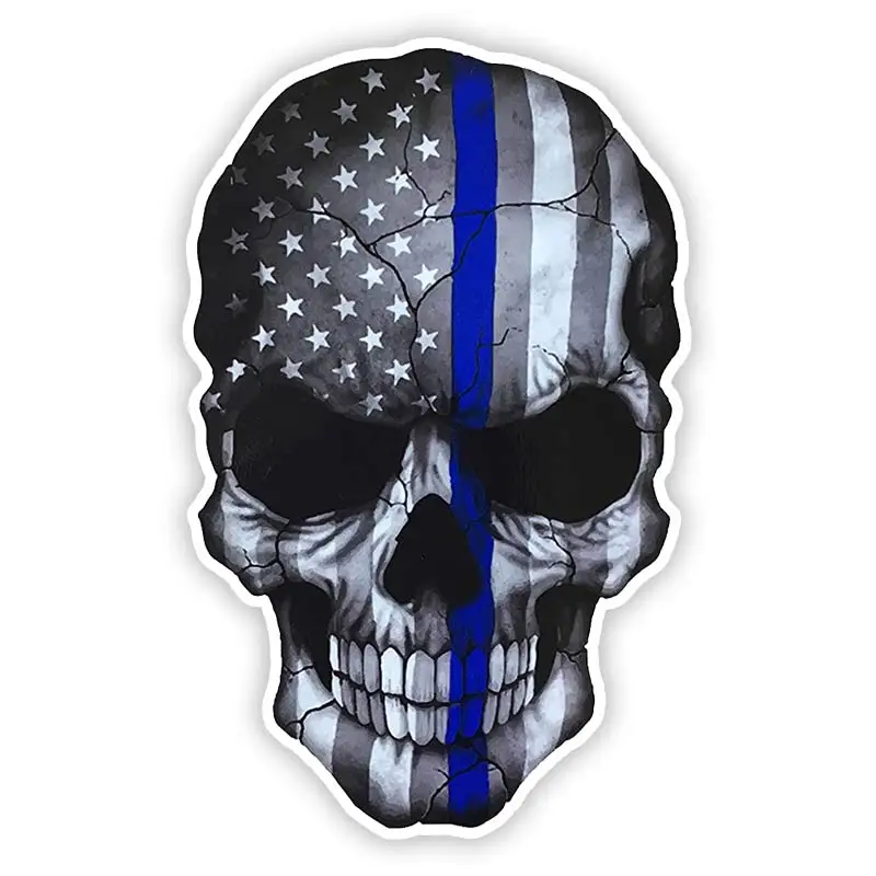 S50485# Personality PVC Decal Skeleton American Flag Car Sticker on Motorcycle Laptop Decorative