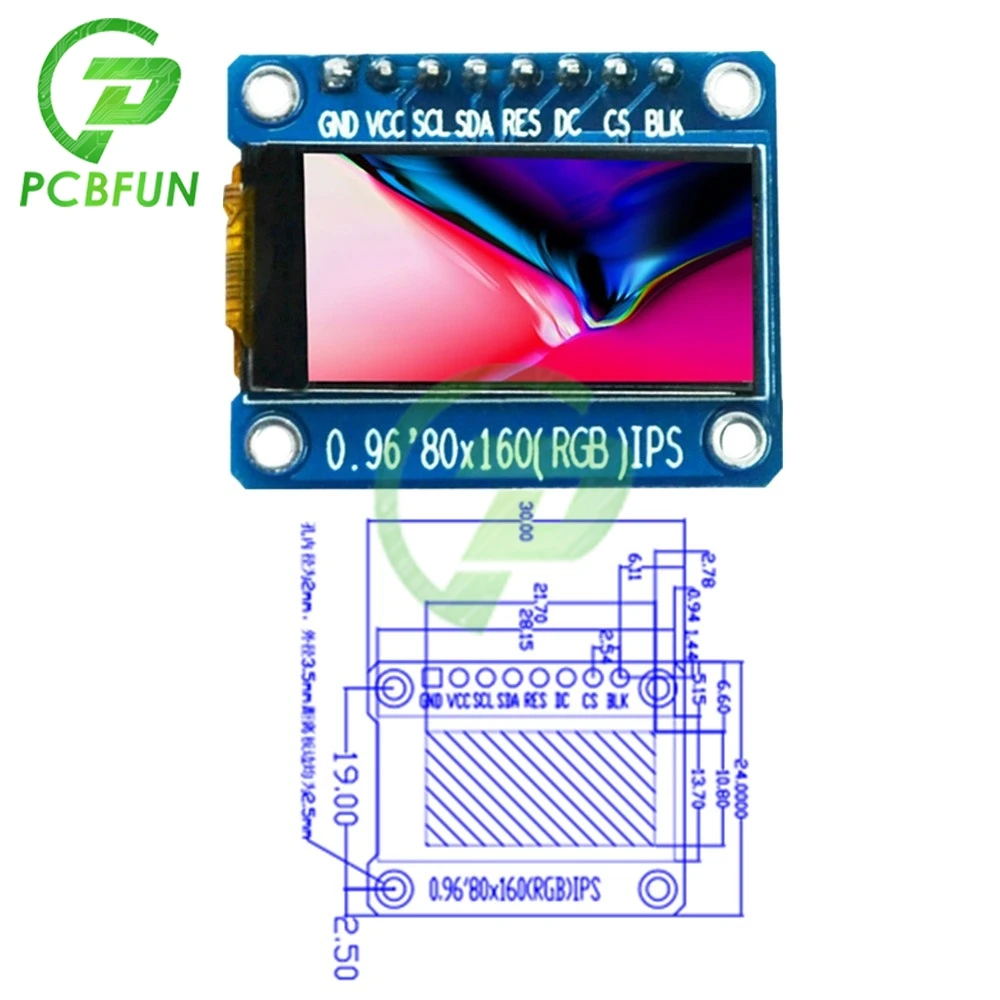 Imagem -06 - Tela Tft de 0.96 Polegadas para Arduio Módulo de Exibição Lcd a Cores hd 65k Ips Drive ic St7735s 3.3v 160x80 Spi Interface para Arduio