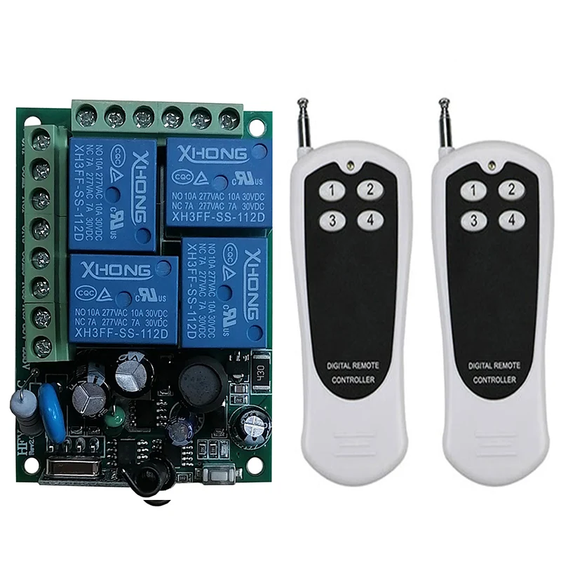 

Universal Wireless Remote Control AC110V 220V 4CH Relay Radio Receiver Module Remote controller RF Switch for Gate Garage opener