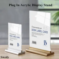 A4 Clear Plastic Sign Holder Picture Photo Frames Flyer Document Paper Display Stand Office Desktop 8.5x11 Acrylic Sign Holder