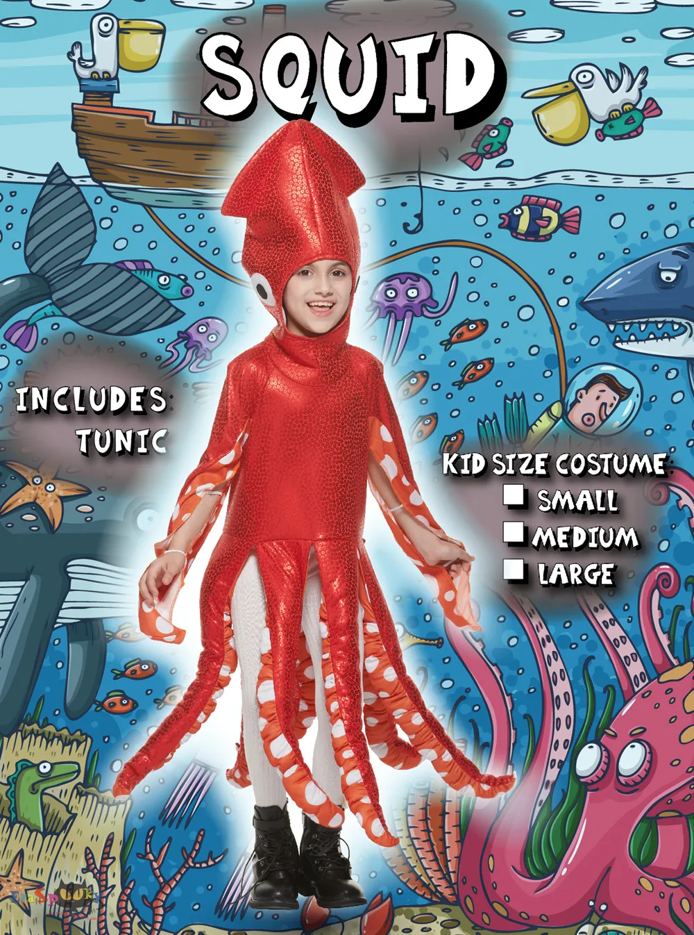 Unisex Kids Orange Squid Cosplay Costume Halloween Boys Girls Octopus Clothing Sets Carnival Easter Purim Fancy Dress