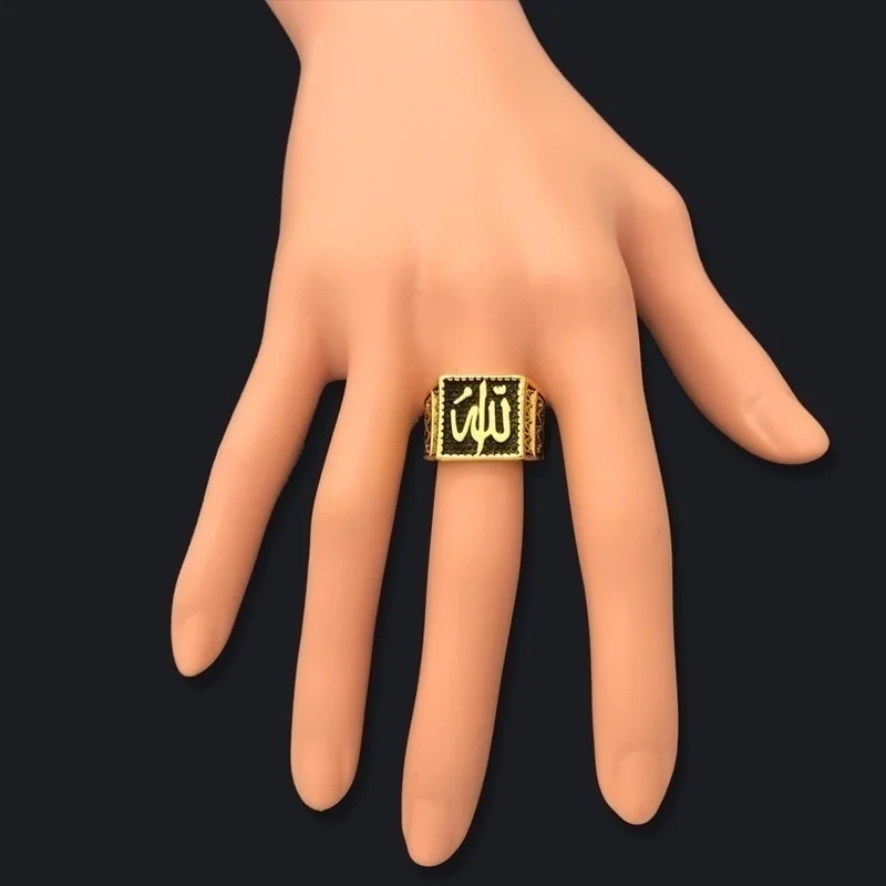 Vintage Arab Islam Muslim Rune Ring Men\'s Ring New Fashion Metal Religious Amulet Accessories Party Jewelry Faith Gift Wholesale