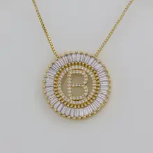 Initials CZ Pendant Necklace Women #6