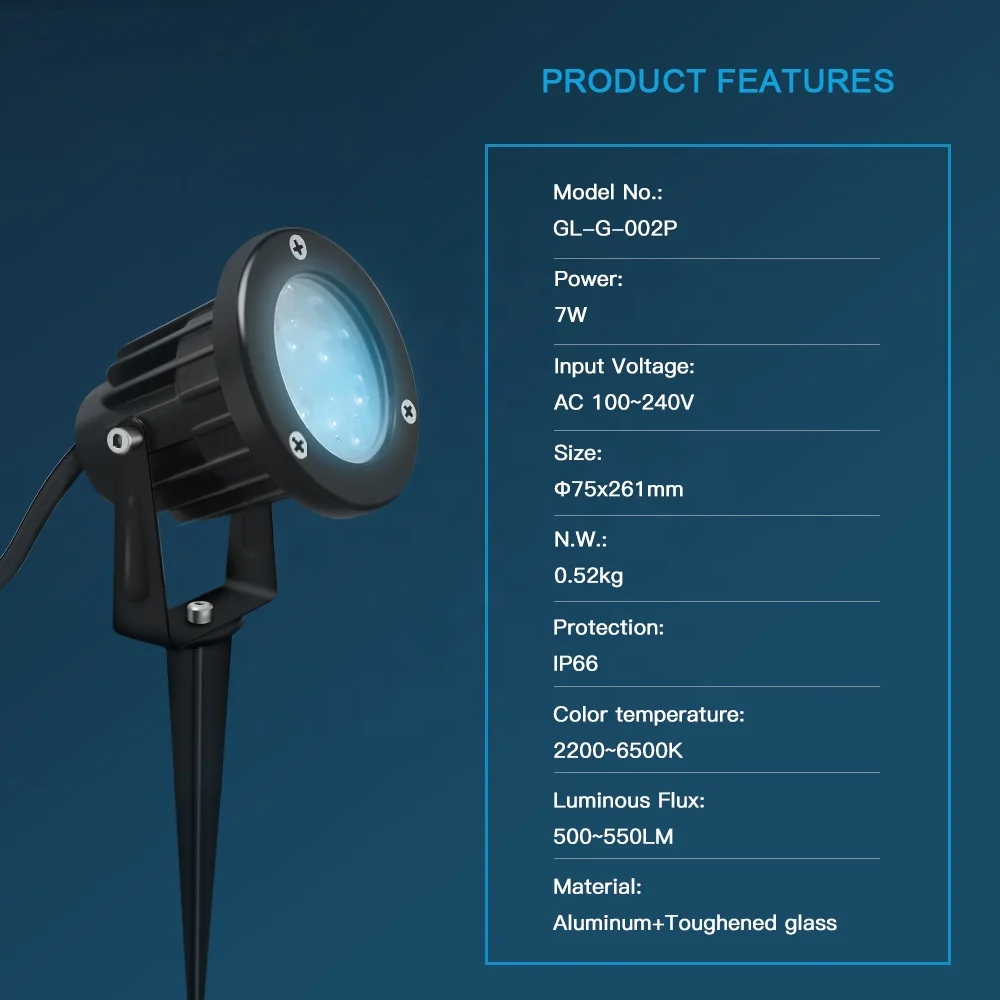 GLEDOPTO Zigbee 3.0 7W RGBCCT LED Garden Light Pro Outdoor Lighting LCompatible with Hub Tuya App Voice 2.4G RF Remote Control