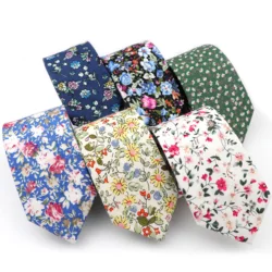 Brand New Men's Floral Tie 100% Cotton Casual Narrow Slim Nicktie Brisk Soft Texture Wedding Dinner Party Gravata Accessory Gift