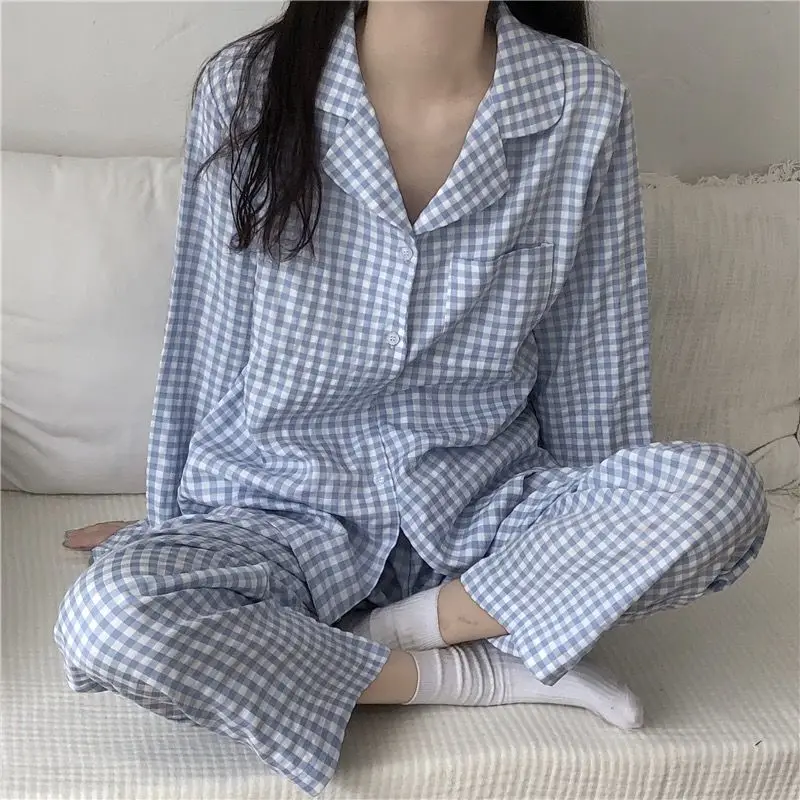 Gentle Pajama Sets Women O-neck Tops Full Length Pants Floral Sweet Teenagers Sleepwear Cozy Loose Breathable Lounge Femme Chic