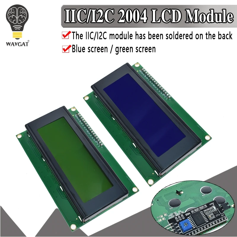 IIC/I2C/TWI 2004 szeregowy niebieski zielony podświetlenie LCD moduł dla Arduino UNO R3 MEGA2560 20X4 LCD2004