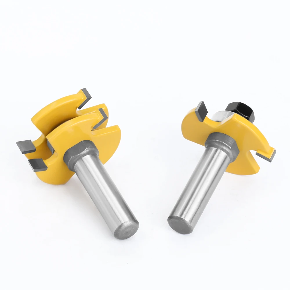 2pcs 12MM 1/2 Shank Tongue & Groove Joint Assemble Router Bits 3/4" stock T-Slot Tenon Milling Cutter for Wood Woodworking 03033