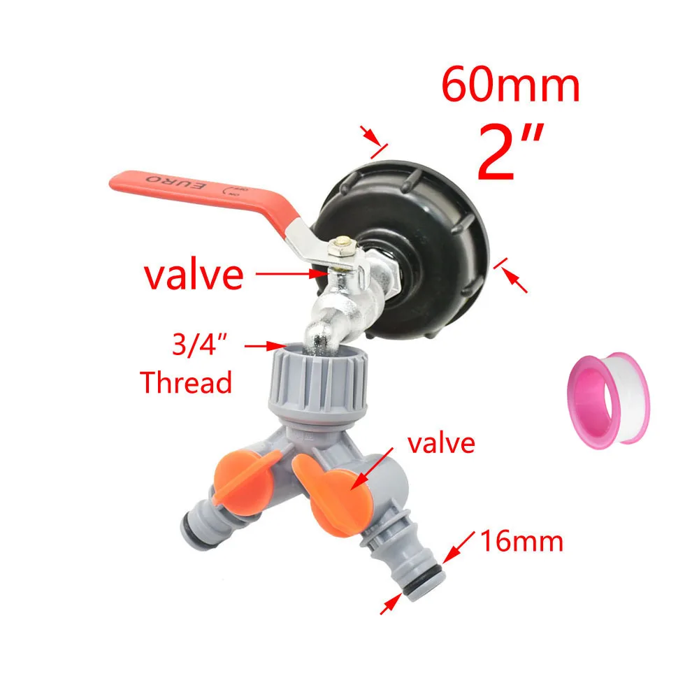 1/2 3/4 1 Cal gwint IBC S60 Adapter IBC Adapter zbiornika woda z kranu złącza wymiana zaworu 80 do 100mm łącznik