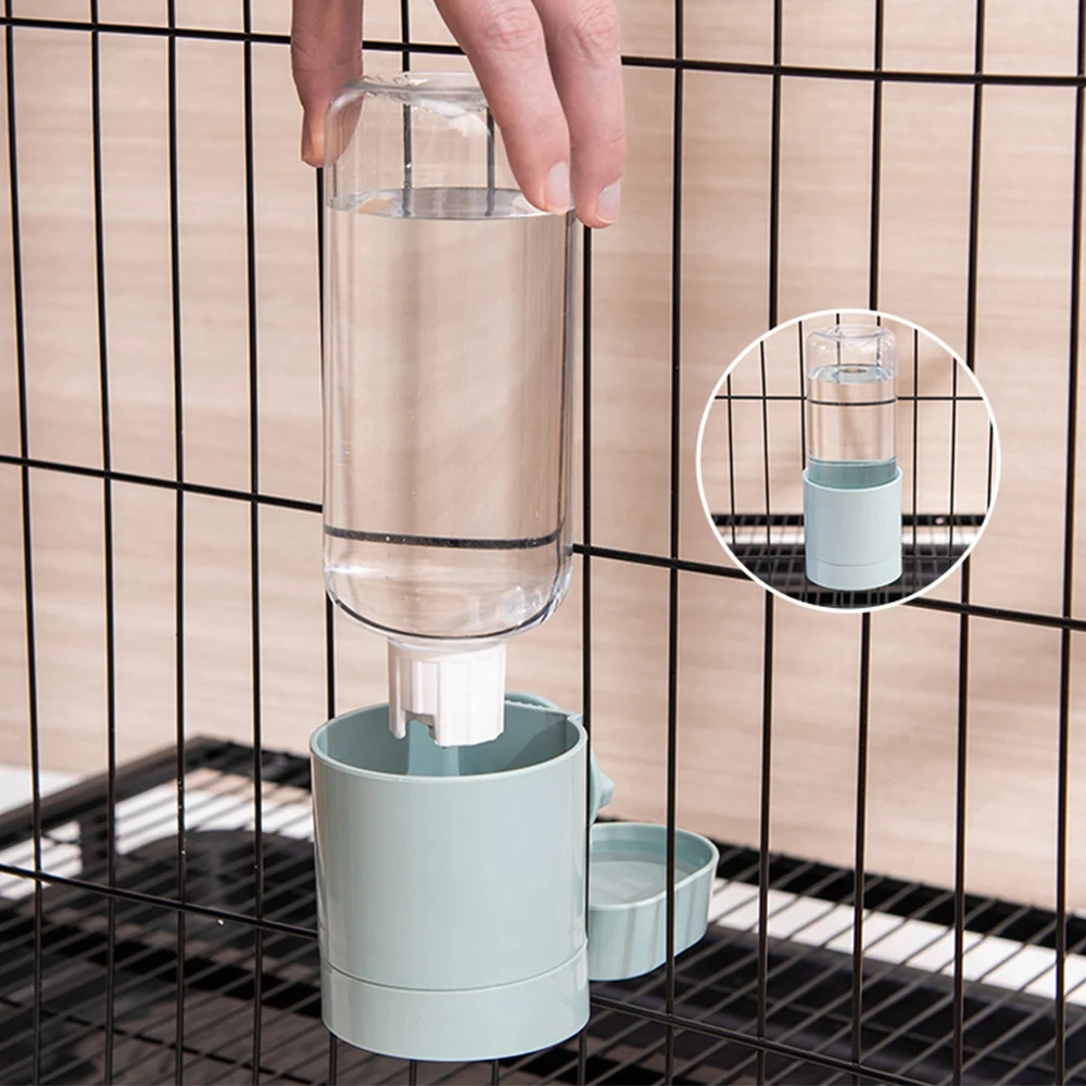 Pet Water Bottle Food Container Dispenser Bowl For Puppy Cats Rabbit Cats Dogs Drinking Fountain Cage Hanging Feeder Automatic