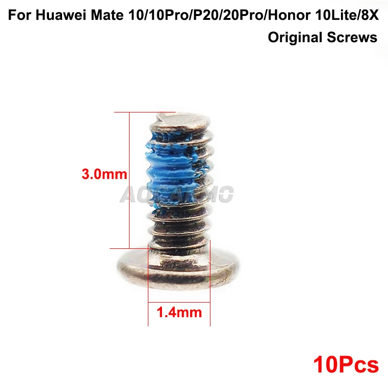 Aocarmo-tornillos de Marco medio de placa base para Huawei Mate 10/10 Pro, P20, 20 Pro, Honor 10 Lite, 8x, 1,4x3,0mm, 10 unidades