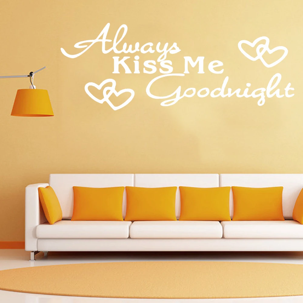 Always Kiss Me Goodnight Wall Stickers Home Decor For Kid's Room Refrigerator Door Art Poster Peel & Stick Waterpoof Wallpaper