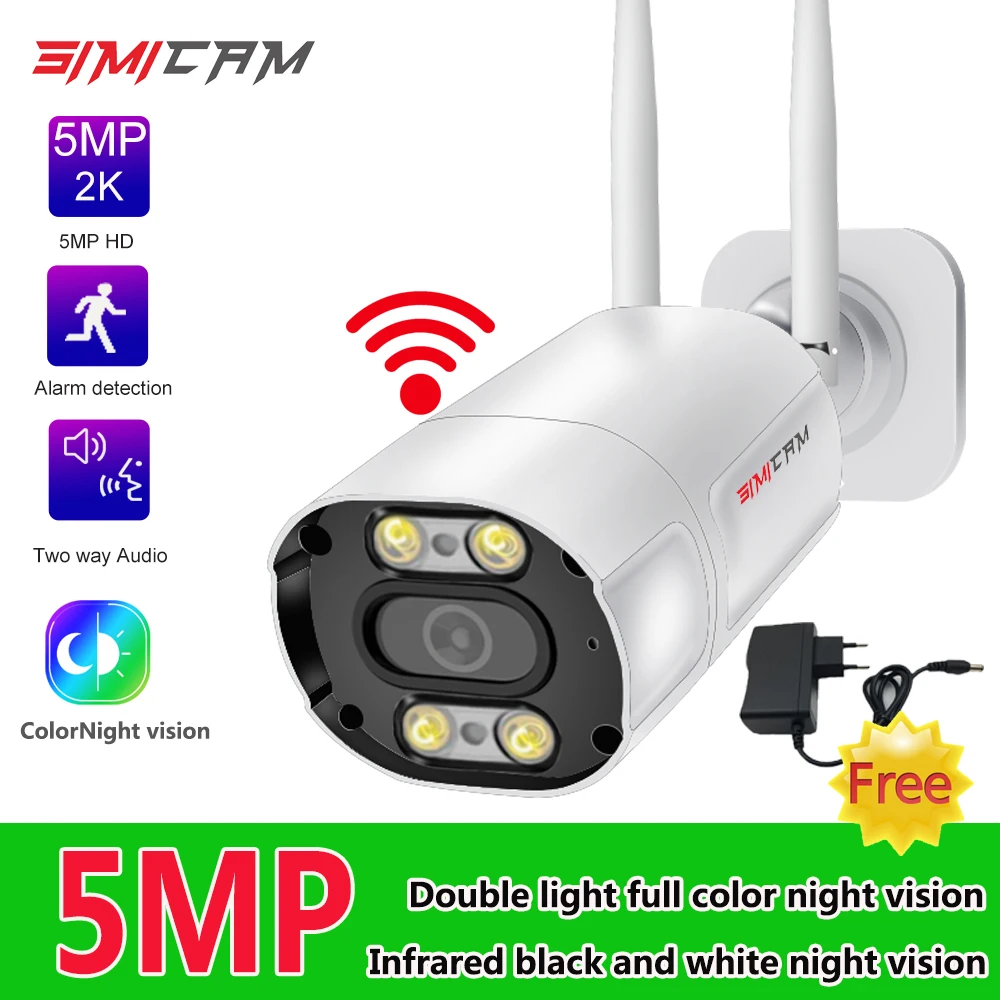 Security Camera Outdoor 5MP WiFi Camera Surveillance Cameras IP Camera with Two-Way Audio IP66 Waterproof Colorfull Night Vision