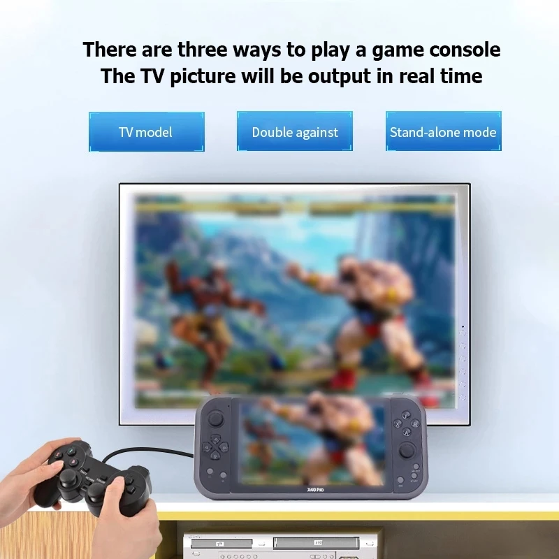 X40 pro handheld retro vídeo game console hd video game 7 polegada duplo rocker mp4 jogador tf cartão para jogos gba/nes