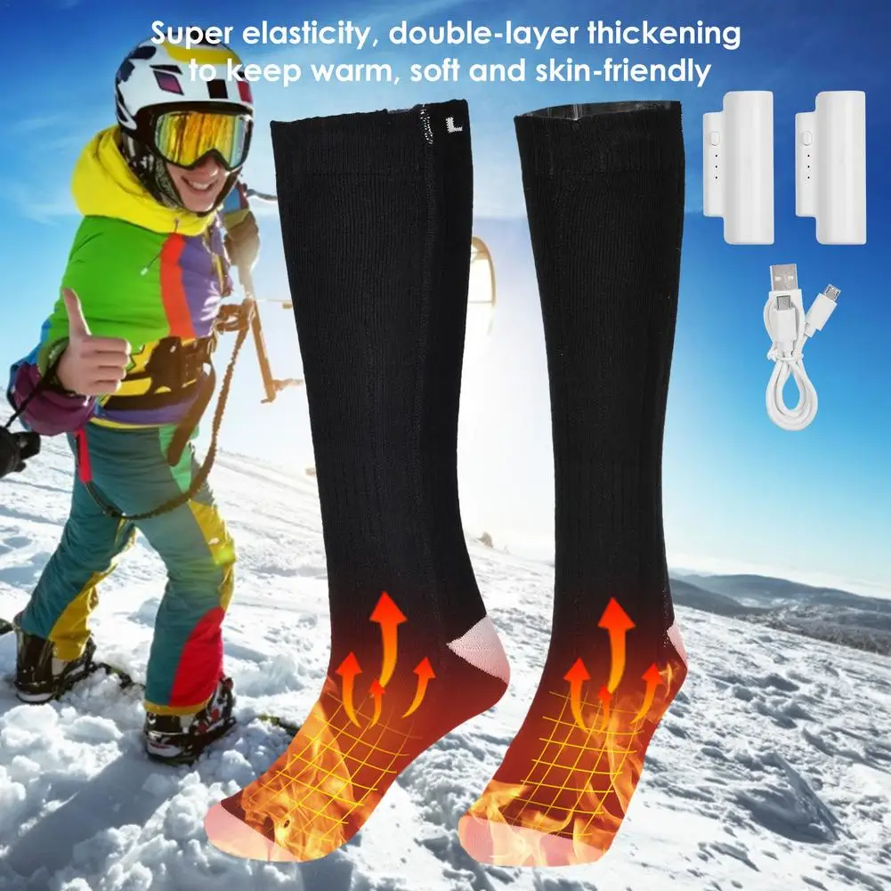 Winter Electric Heating Socks USB Rechargeable Thermal Warm Sock With Battery 3 Speeds Temperature Adjustment Foot Warmer