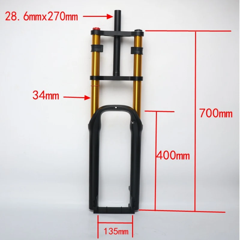 TAOZIK Fat Bike 26 ER 4.0 135mm Shock Absorb Snow Beach Bicycle Front Fork Air Suspension