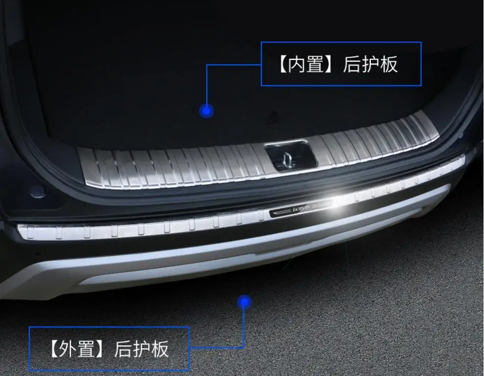 Stainless steel Car Rear Trunk Door Protector Trunk Sill Scuff Plate Fits For hyundai ix35 2018 2019