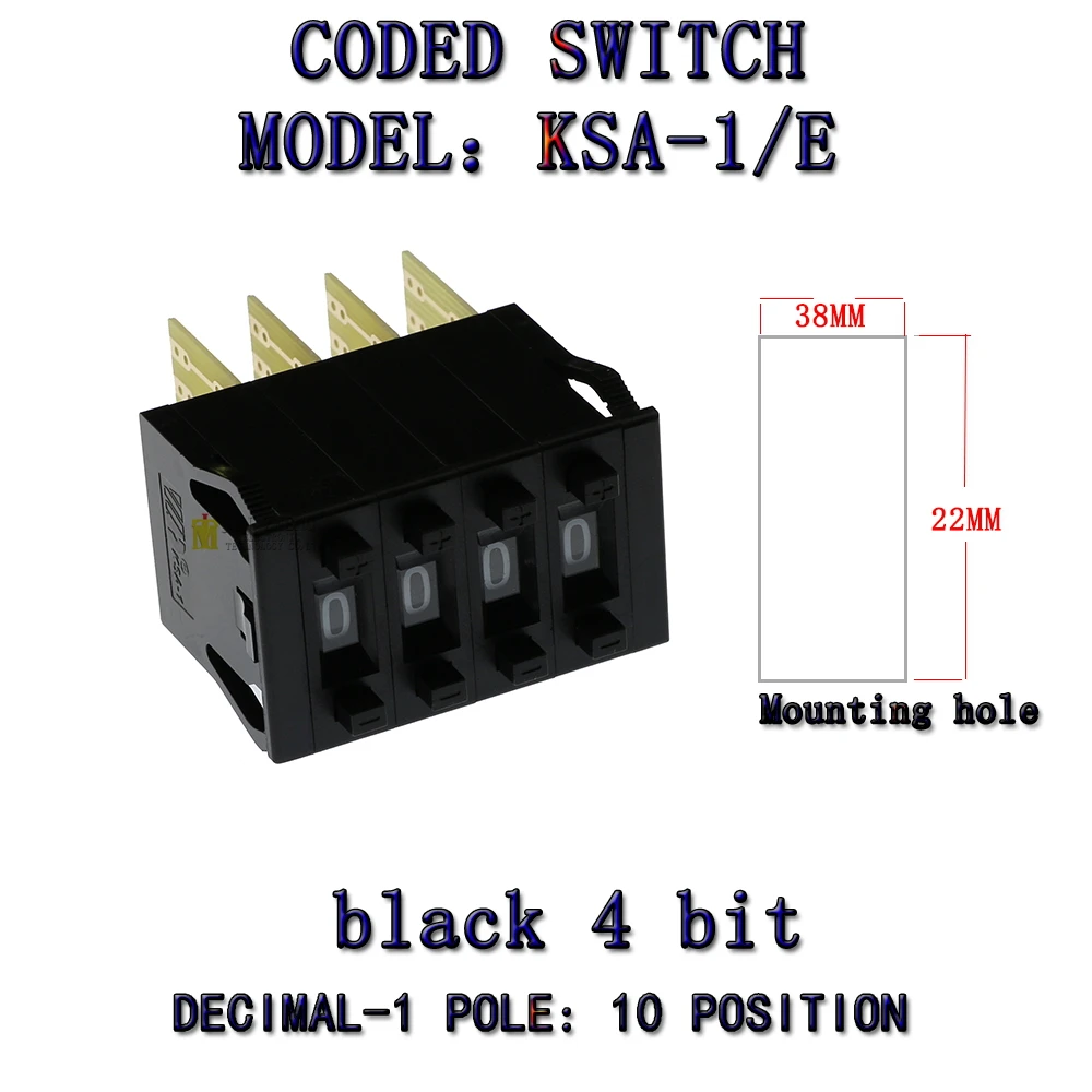 KSA-1/E BCD-Code, binäre Ausgangsschalter/Daumenradschalter, 0–9 °C, vergoldeter Klemmenblock, 0–9 Ziffern, Dezimalcode, Beige, Schwarz