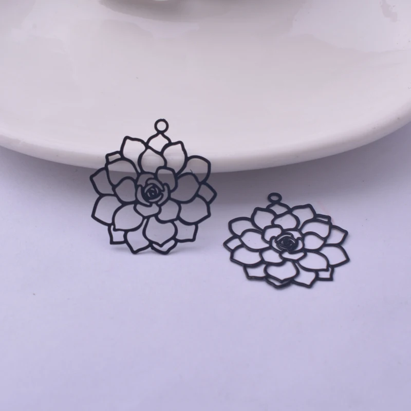 50 Stück AC11616 24*26mm Rosenblüten-Anhänger Filigran-Anhänger Ohrring-Teile – Detail 11