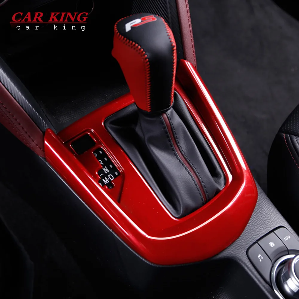 

ABS Red Gear Center Control Shift Panel Sticker Cover Shift Panel For Mazda 2 Demio DL Sedan DJ Hatchback LHD 2015 2016 2017