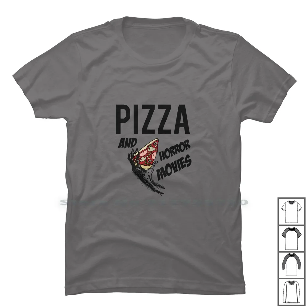 Pizza And Horror Movies T Shirt 100% Cotton Thriller Scream Horror Trash Pizza Movie Cream Ash Pi Am Scream Movie