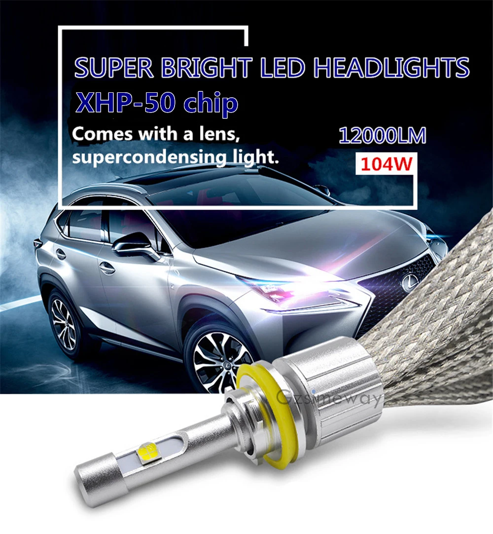 H7 Led 4300K H11 H1 H3 9005 880 H8 H13 h4 H/L Headlight H9 H27w Bulbs XHP50 HB3 6000K Auto D2S/R Headlamp Car Lights 12000LM