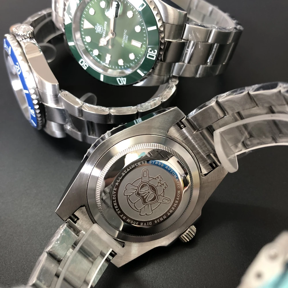 STEELDIVE mens automatic watches,men luxury watch dive stainless steel mechanical wristwatches 200m waterproof C3 luminous clock
