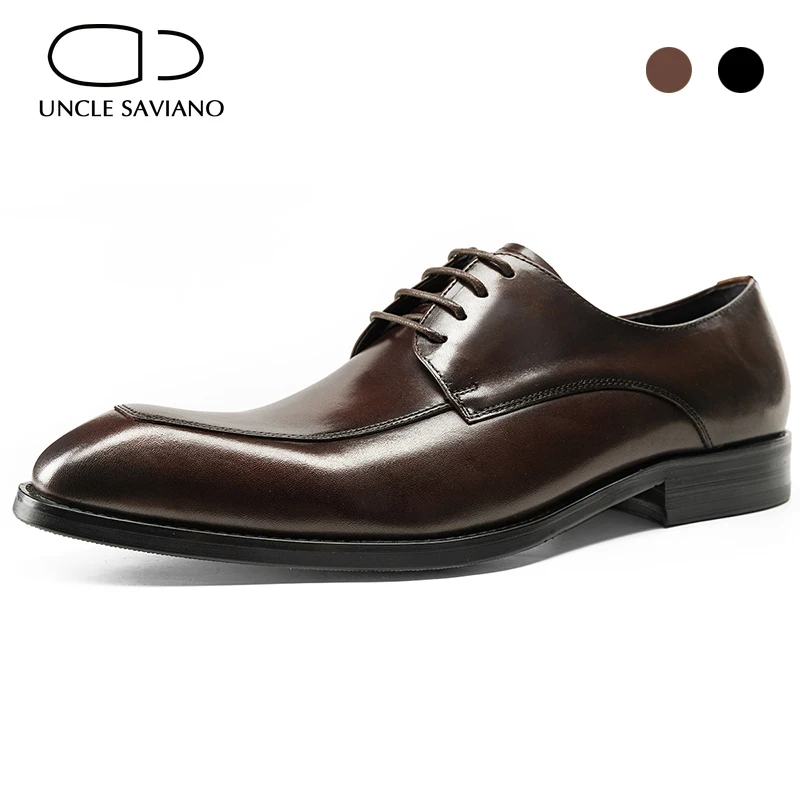 

Uncle Saviano Derby Bridegroom Wedding Office Dress Formal Best Men Shoes Party Genuine Leather Original Business Designer Shoes