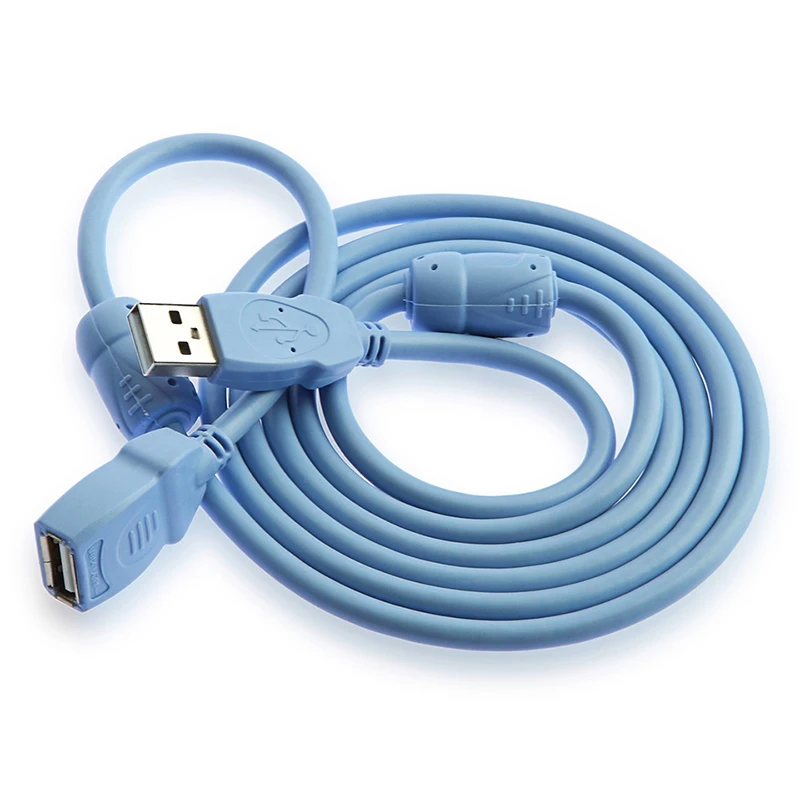 USB extension cable USB2.0 male to female cable AM/AF M/F pure copper double shield blue pvc jacket 1.5M3M5M8M10M