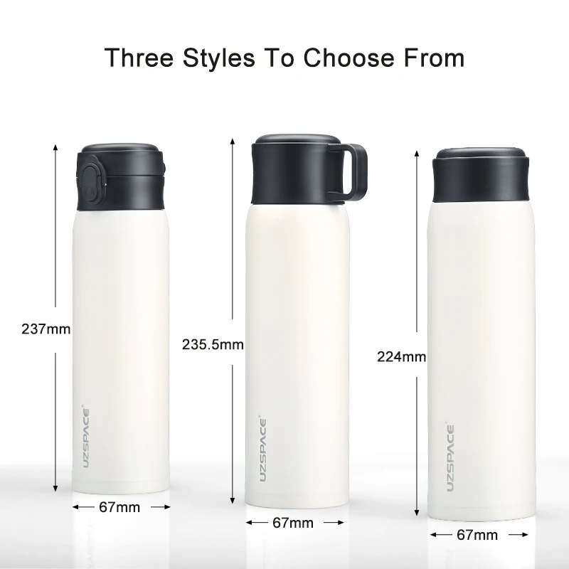 UZSPACE 500ml Vacuum Flask Stainless Steel Business Portable Leakproof Simple Shaker Drink Water Bottle Car Tea Cup Student