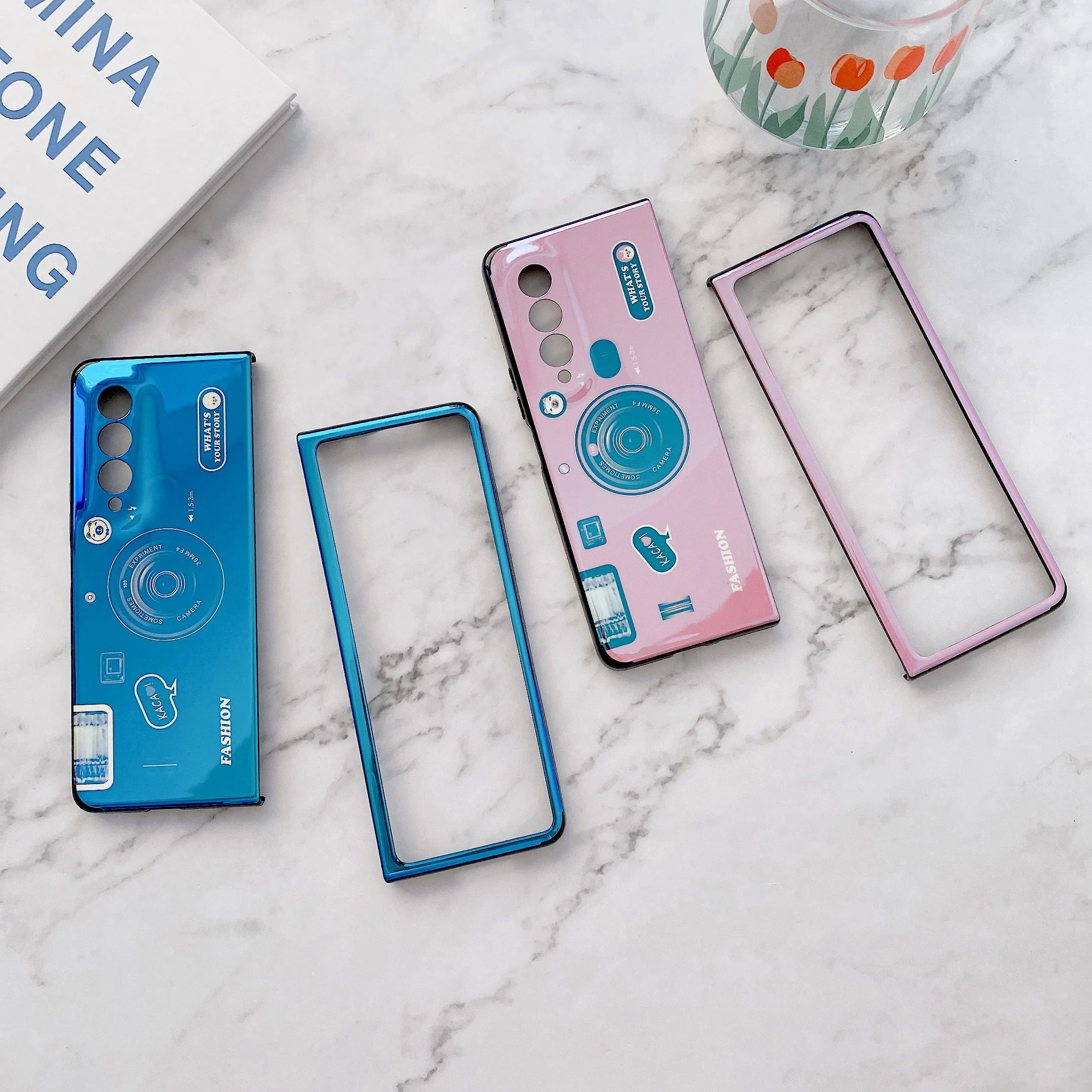 

2in1 Bling Glossy Camera Phone Case For Samsung Galaxy Z Fold 3 2 Flip3 Blu Ray Colorful Glitter Ultra-Thin Soft TPU Back Cover