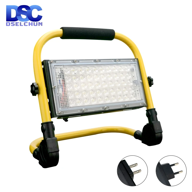 Portable Spotlight 50W LED Outdoor Lighting Floodlight 5000mAh Emergency Rechargeable Camping Lamp 4Modes Warning Flood Light