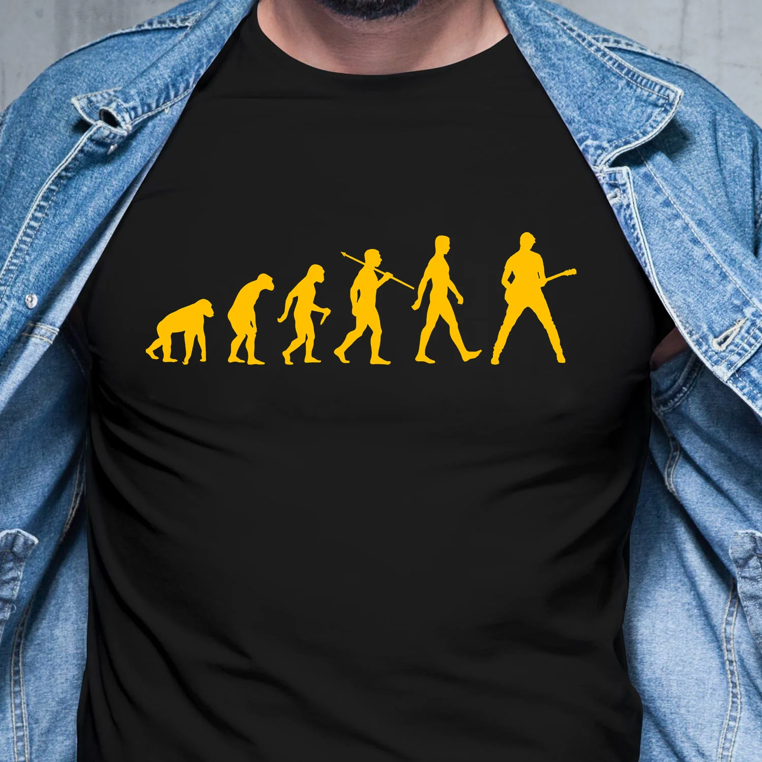 

Футболка мужская с забавным гитаристом, эволюционная рубашка, подарок для мужчин, бас-гитара, музыка