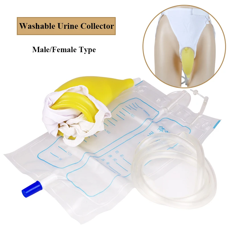 

Male Female Reusable Urine Collector Washable Silicone Urine Receiver Bag 1000ml for Men Women Elderly Bedridden Patient