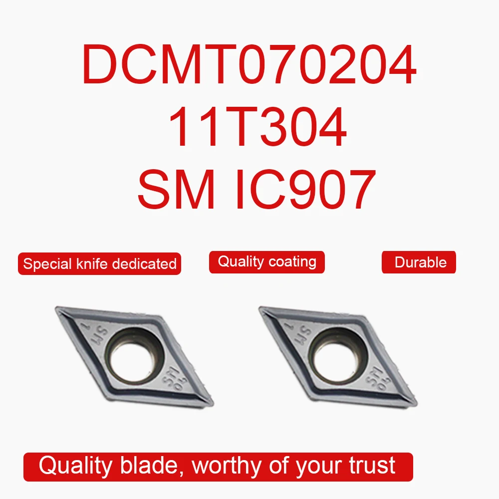 10 pçs dcmt11t304 sm ic907 dcmt070204 sm ic907 inserções de carboneto de torneamento interno ferramenta torno cnc ferramenta de corte acessórios