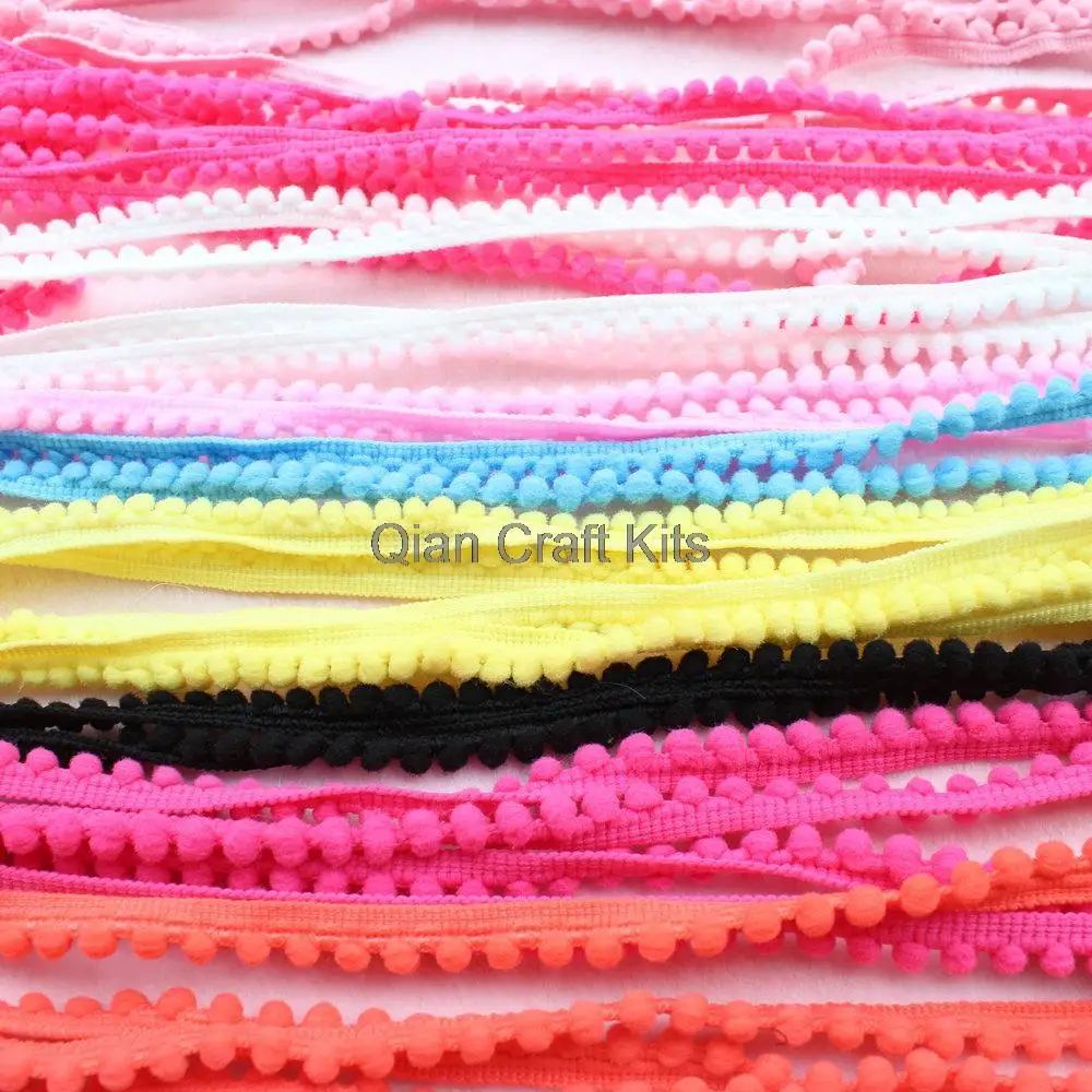 

50 Yards mix color Tiny Pom Pom Trim (pom size 5mm), Mini Pom Trim, Colorful Rainbow Pompom trim, Tiny ball lace ribbon