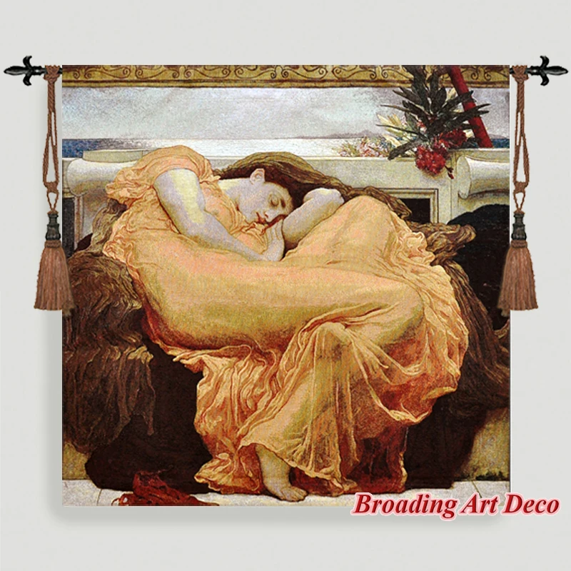 Flaming June Jacquard Weave Art Tapestry Wall Hanging Belgium Style Large Gobelin Home Textile Decoration Aubusson Cotton 100%