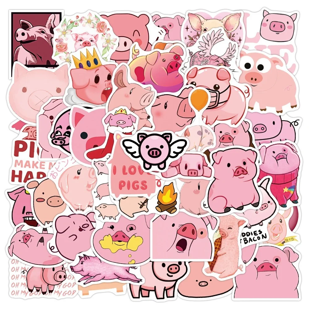 10/50pcs Creative Kawaii Self-made Pink Toot Pig Stickers Beautiful Little Pig Sticker Decorative Sticker DIY Craft Photo Albums