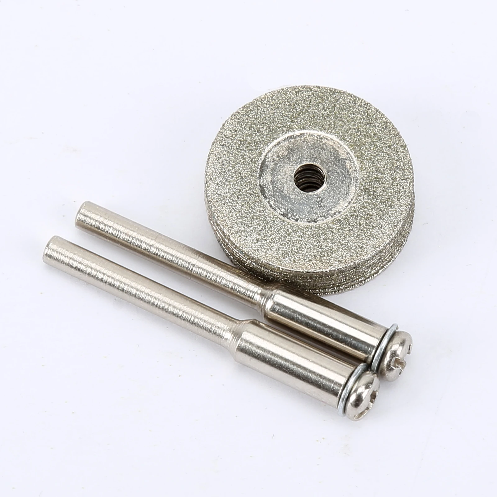 

10pcs 20mm Abrasive Disc With 2pcs Mandrel Diamond Cutting Discs Cut Off Blade Drill Bit For Rotary Tool Dremel Accessories