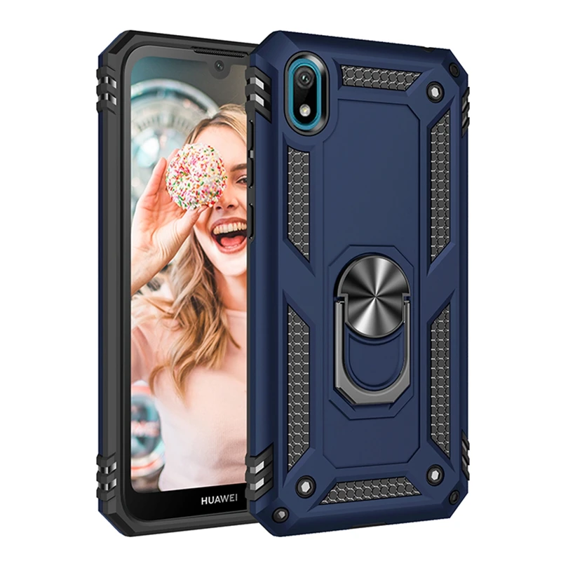 Case For Huawei Honor 8S Y5 2019 KSE AMN LX9 LX1 LX2 LX3 Shockproof Armor Phone Back Cover Car Magnetic Ring Holder Stand Case