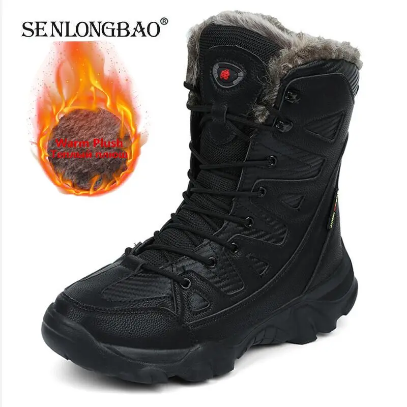 

Winter Waterproof Men Boots Plush Super Warm Snow Boots Men Sneakers Ankle Boots Outdoor Desert Combat Army Boots Botas Hombre